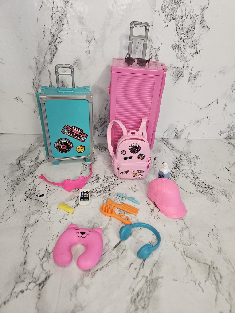 Barbie Pink & Teal Travel Luggage and Accessories Set